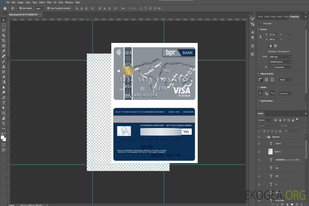 Carte visa platine de la Banque BPR du Rwanda template